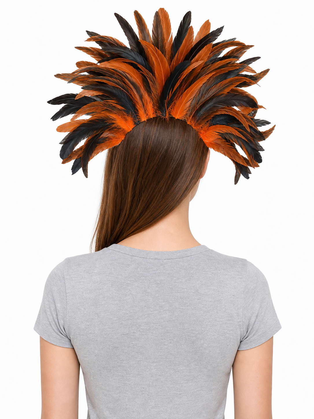 Carnival headdress with feathers and a mask
