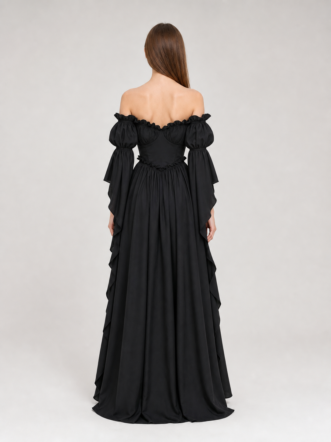 Black Long Gothic Vintage-Style Dress
