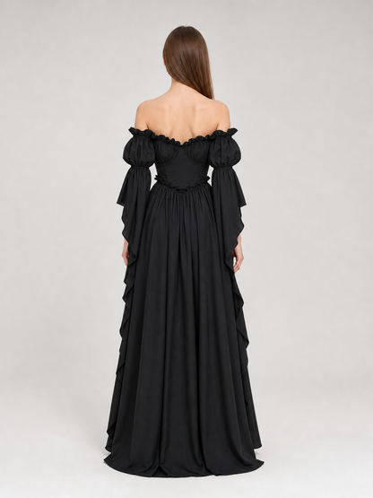 Black Long Gothic Vintage-Style Dress