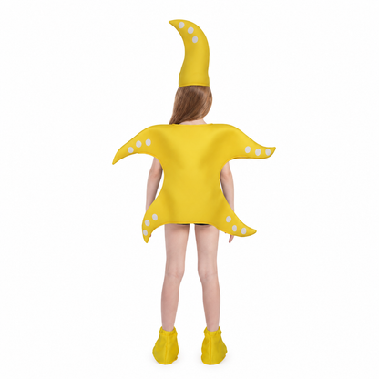 Children's Yellow Polka-Dot and Tentacle Costume for Halloween back view