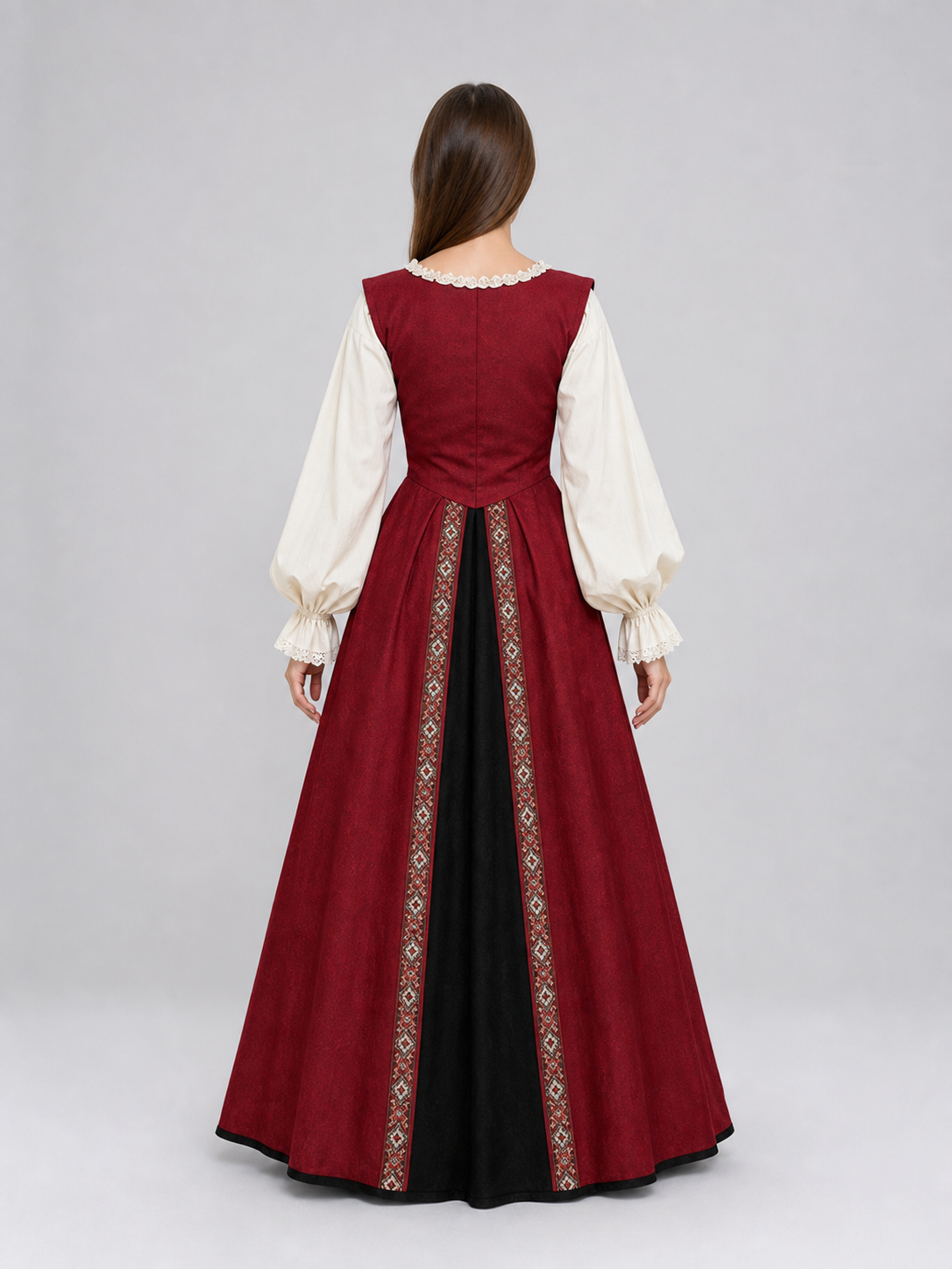 Renaissance-Style Dress with a Square Neckline