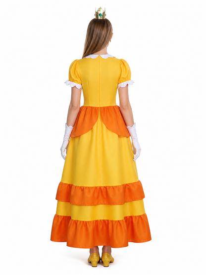 Cosplay Costume with Dress, Crown, and Gloves back view