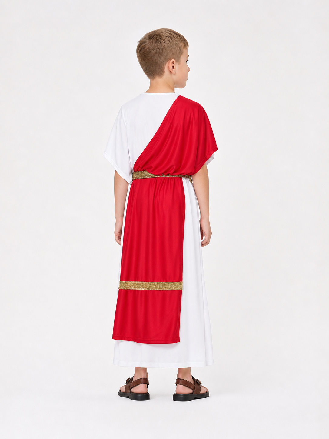 Ancient Greek Costume with Red and Gold Ribbons back view