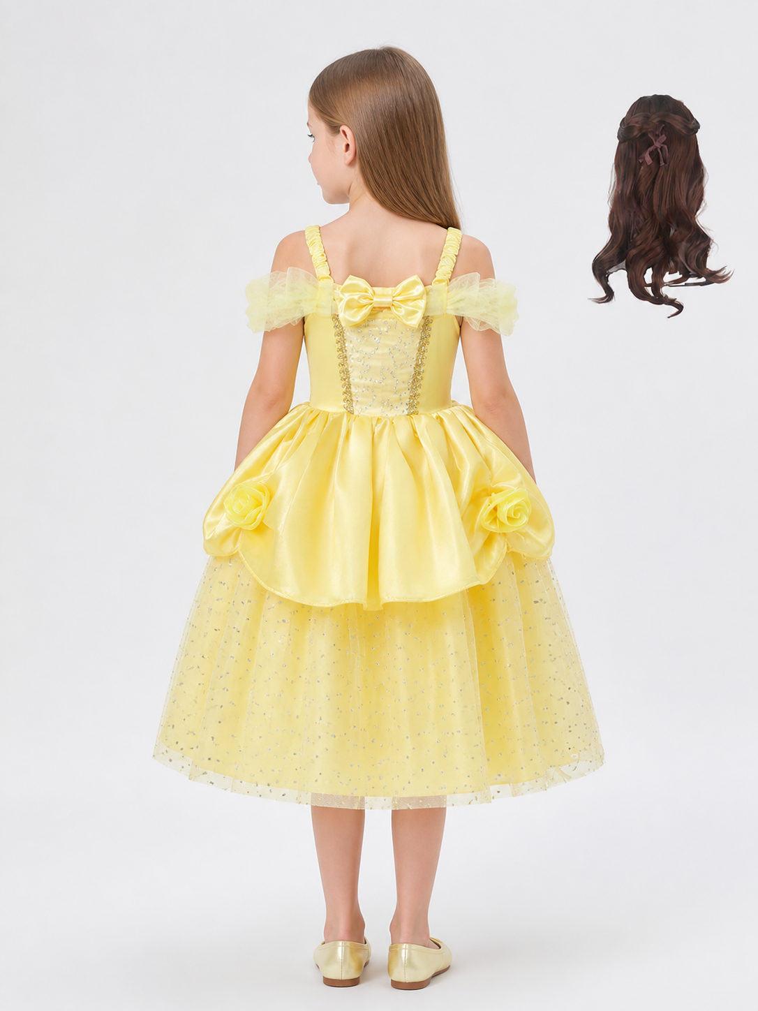 Princess Carnival Costume, Yellow Cosplay Dress back view