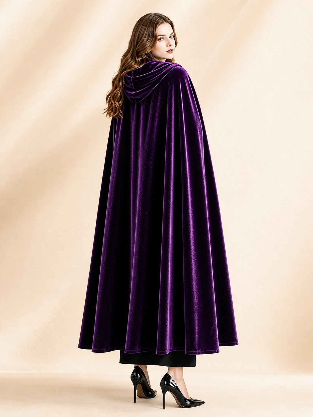 Dark Purple Carnival Cape with Hood