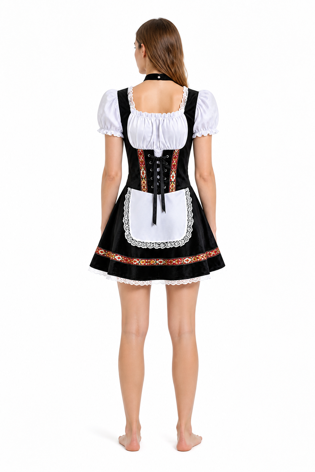 Bavarian Festive Dress with Apron and Lace back view