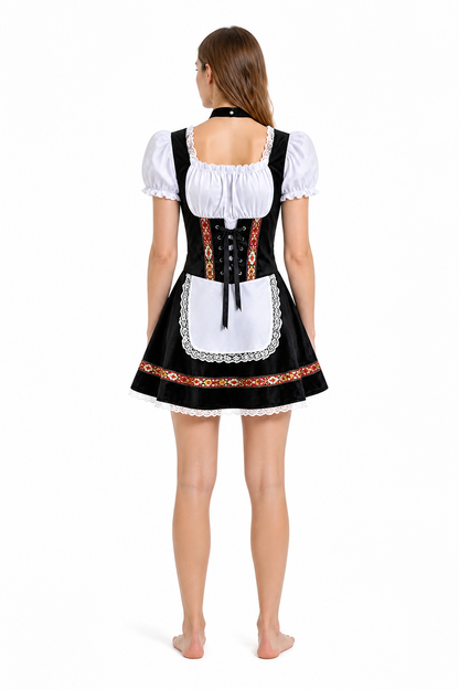 Bavarian Festive Dress with Apron and Lace back view