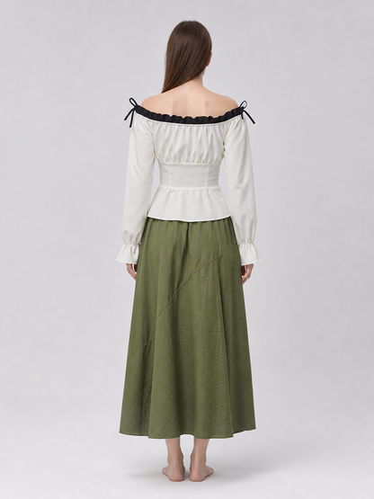 Off-the-shoulder blouse with corset lacing