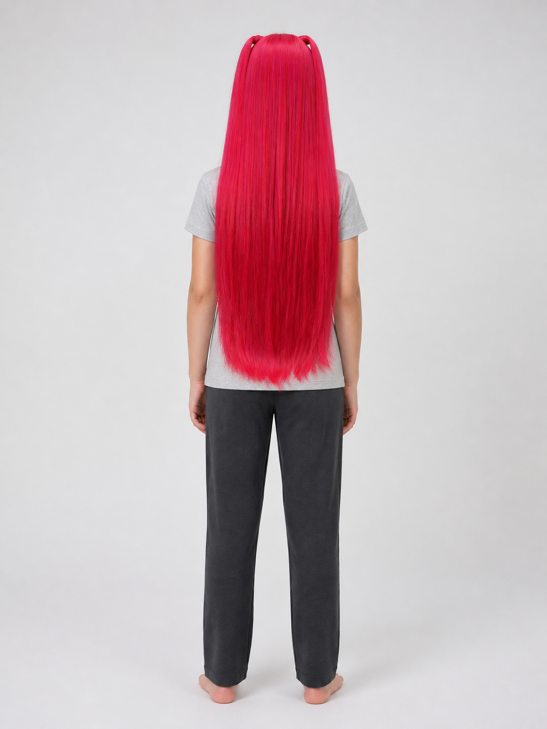 Pink-Red Carnival Wig for Halloween and Cosplay back view
