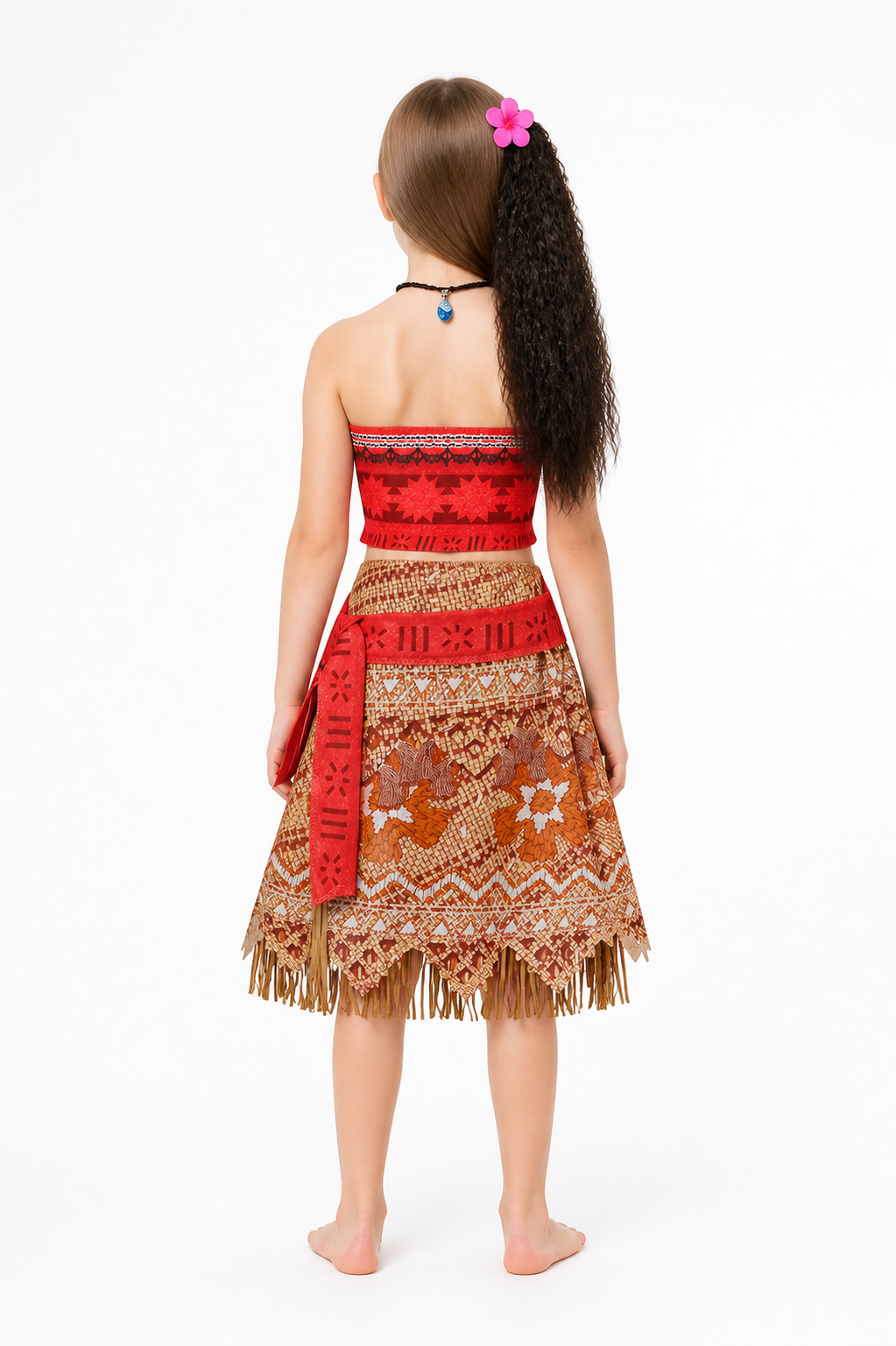 Kids' Moana Halloween Costume with Dress and Accessories back view