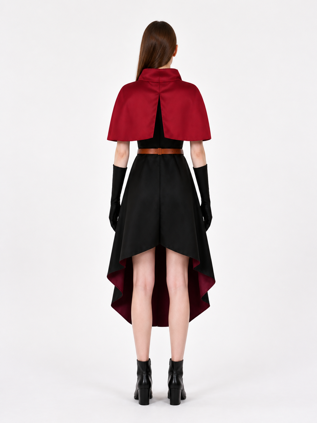 Linsha Cosplay Costume: Dress, Cape, Belt, and Gloves back view