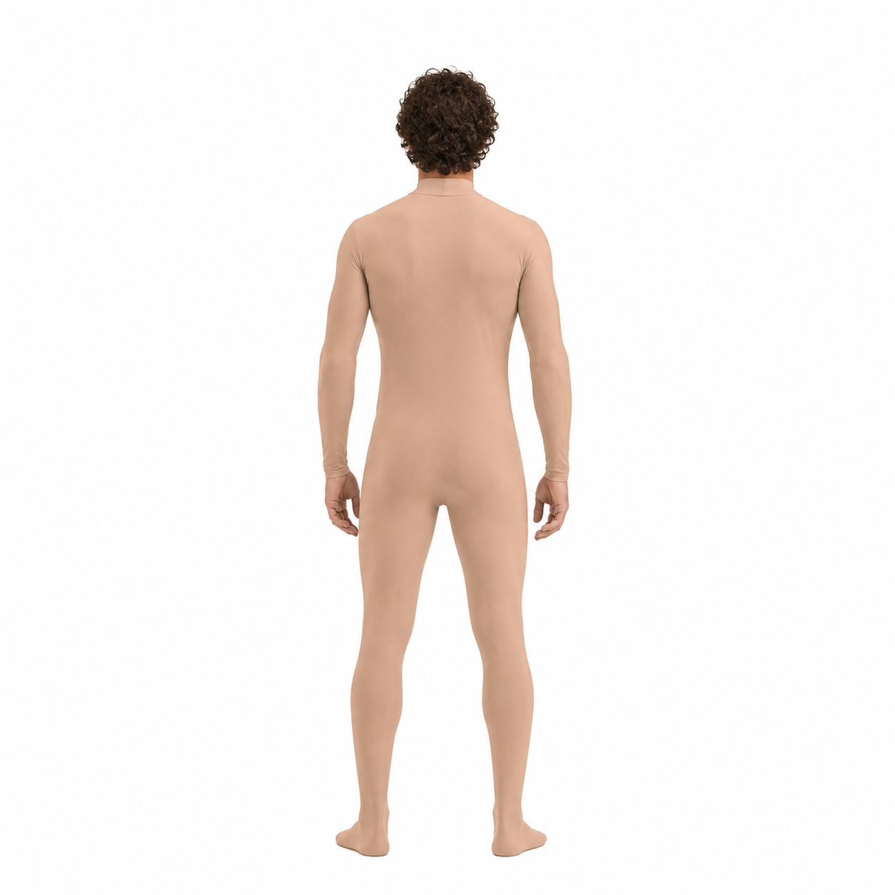 Flesh-colored zentai bodysuit with a high collar back view