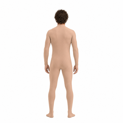 Flesh-colored zentai bodysuit with a high collar back view