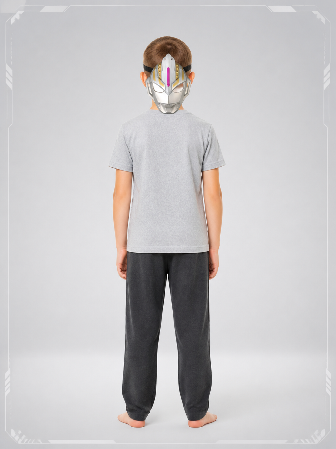 Silver Carnival Mask with Gold and Pink Details back view