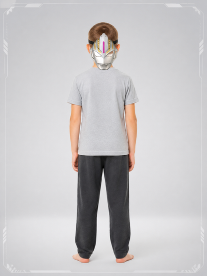Silver Carnival Mask with Gold and Pink Details back view