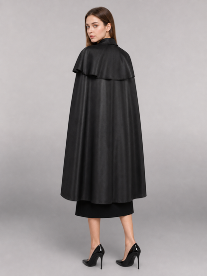 Black Dress with Cape and Short Sleeves