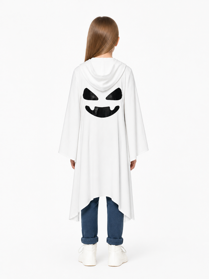 Children's White Hooded Ghost Cape for Halloween back view