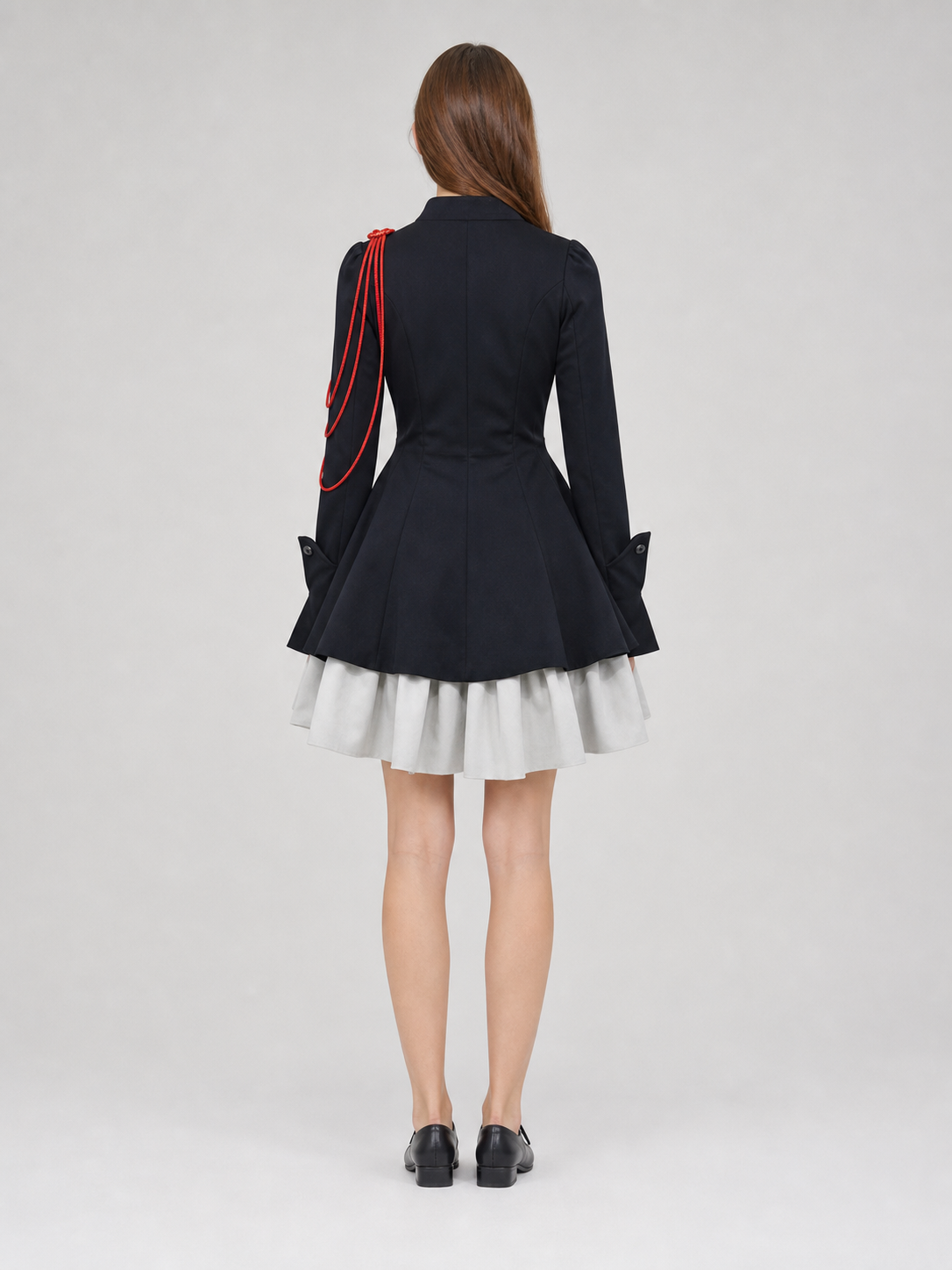 Gothic Dress with Double Rows of Buttons and a Bow