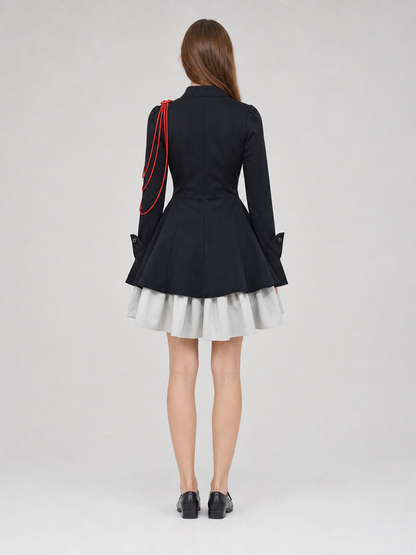 Gothic Dress with Double Rows of Buttons and a Bow