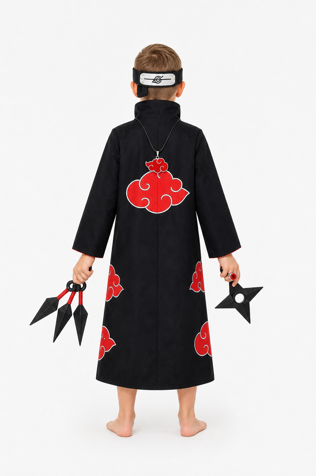 Akatsuki Costume with Red Clouds and Accessories back view