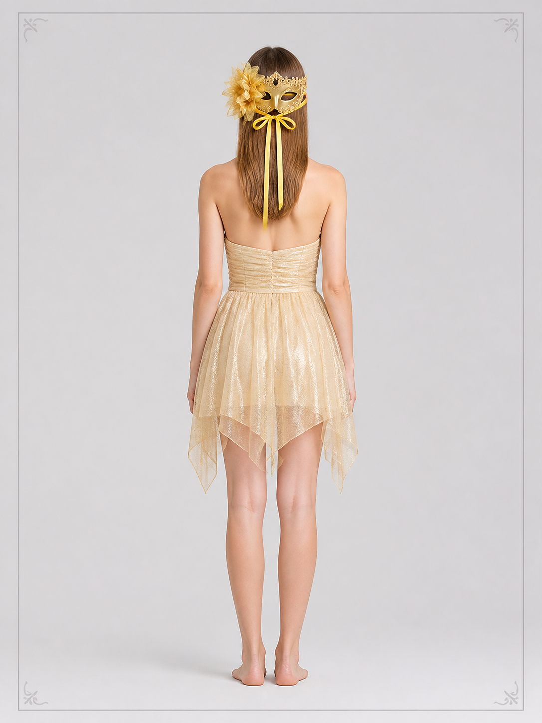 Gold Carnival Half Mask for Halloween and Cosplay back view