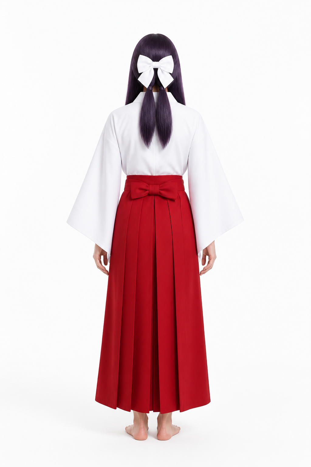 Utahime Cosplay Costume with Wig and Pleated Skirt back view