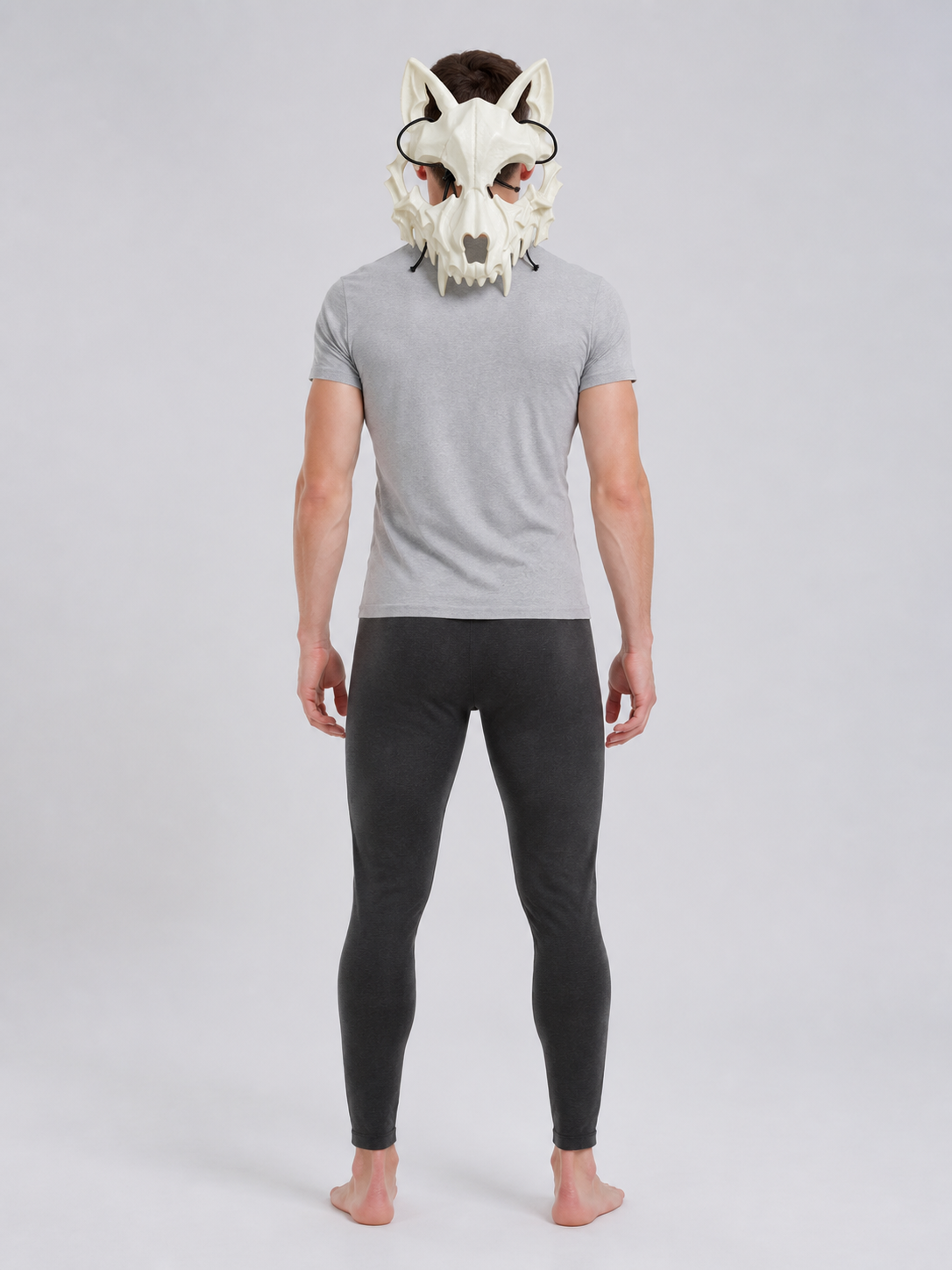 White Skull Mask Carnival Headwear for Halloween back view