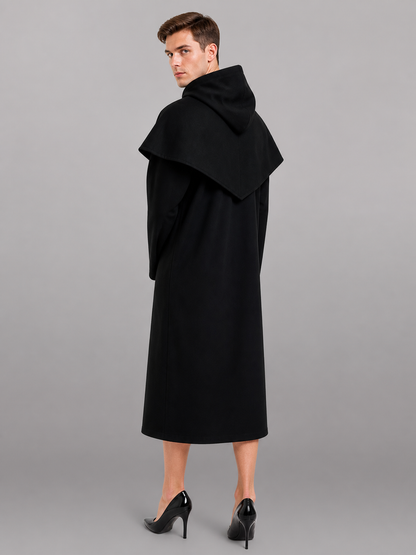 Black Carnival Cloak with Hood and Mask back view 6