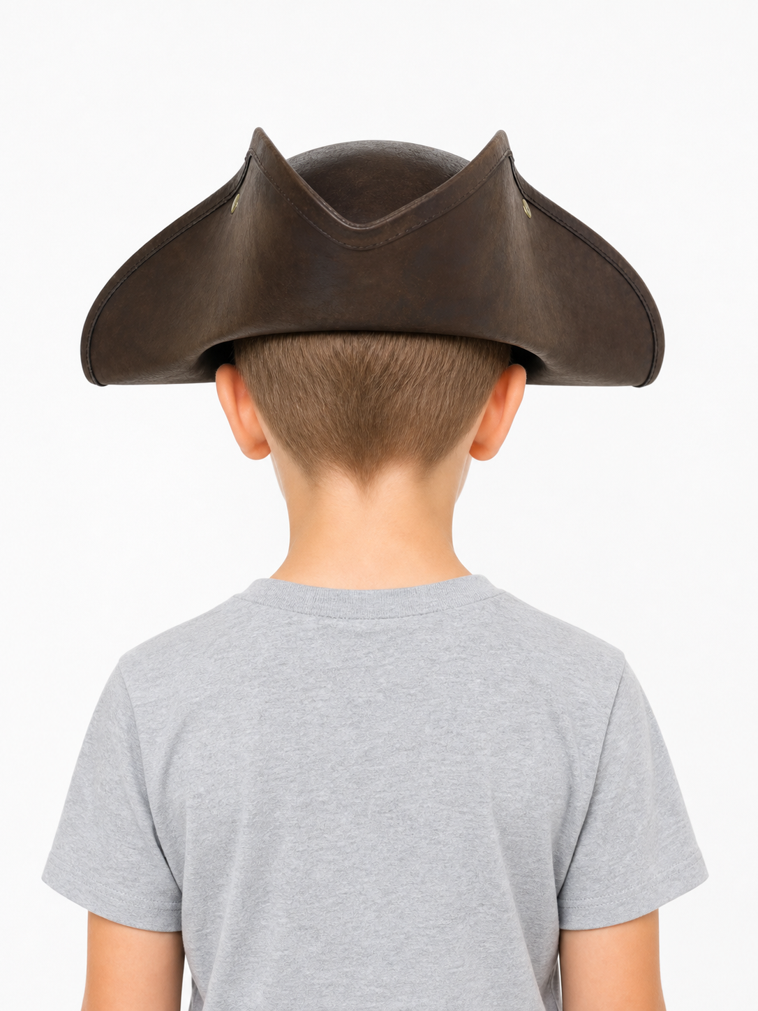1pc Children's Dark Brown Tricorn Pirate Hat, Wide Curved Brim Costume Accessory for Pirate-Themed Dress-Up Parties and Role-Play