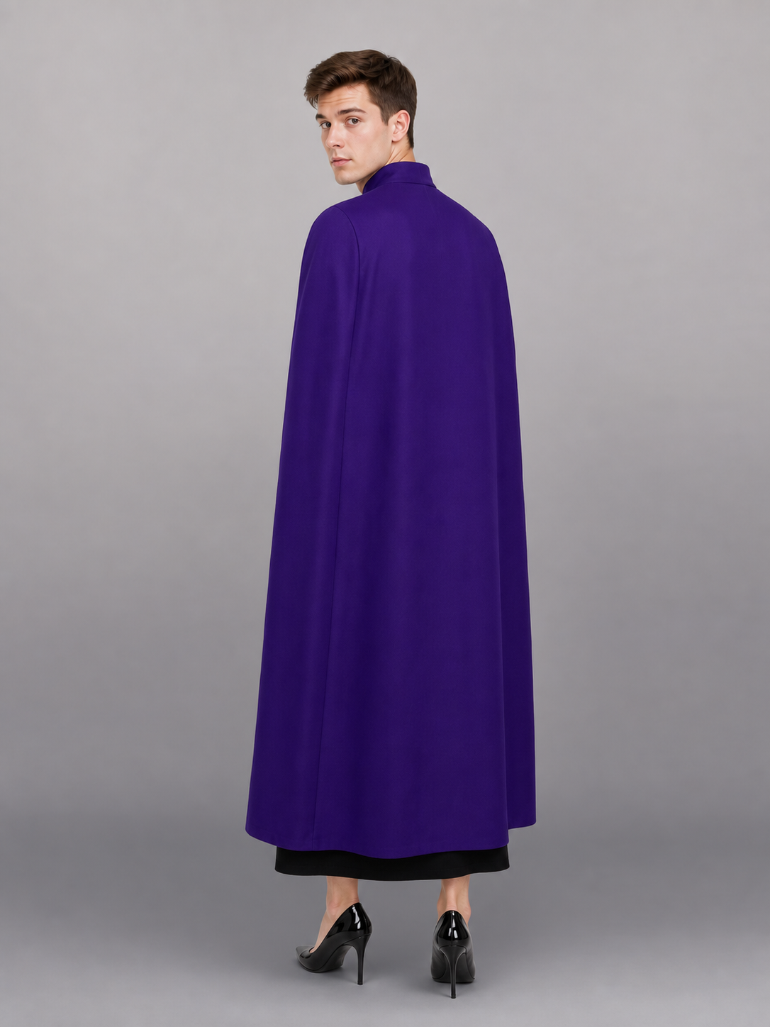 Long Purple Hooded Robe with Collar