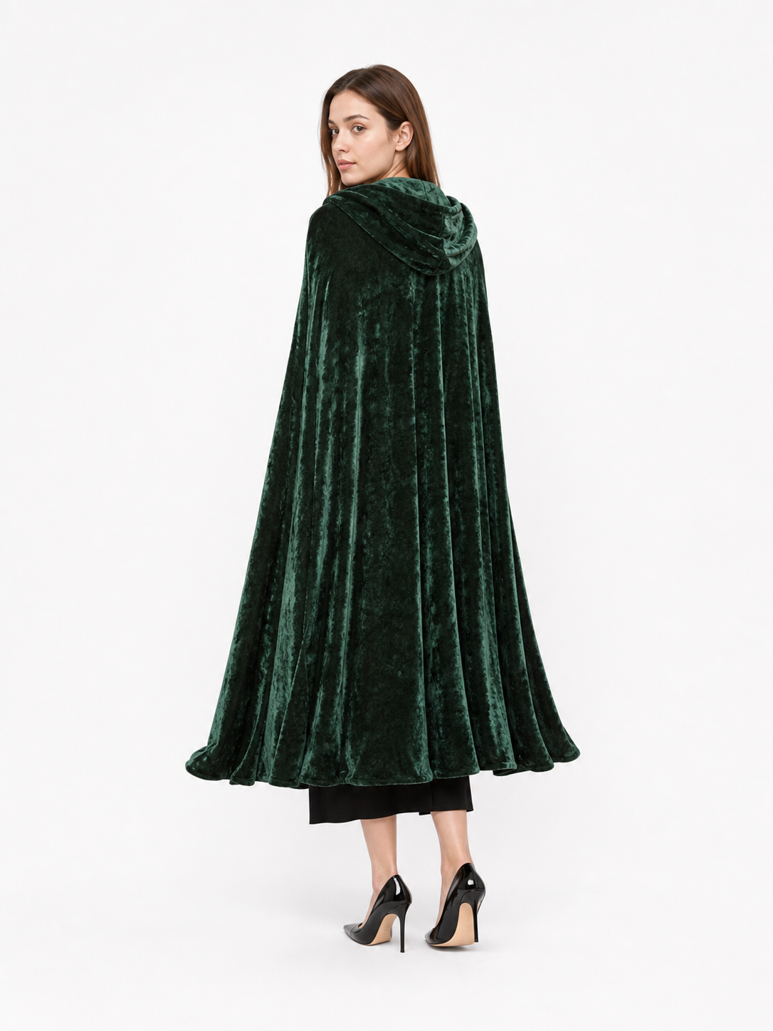 Hooded Dark Green Costume Cloak