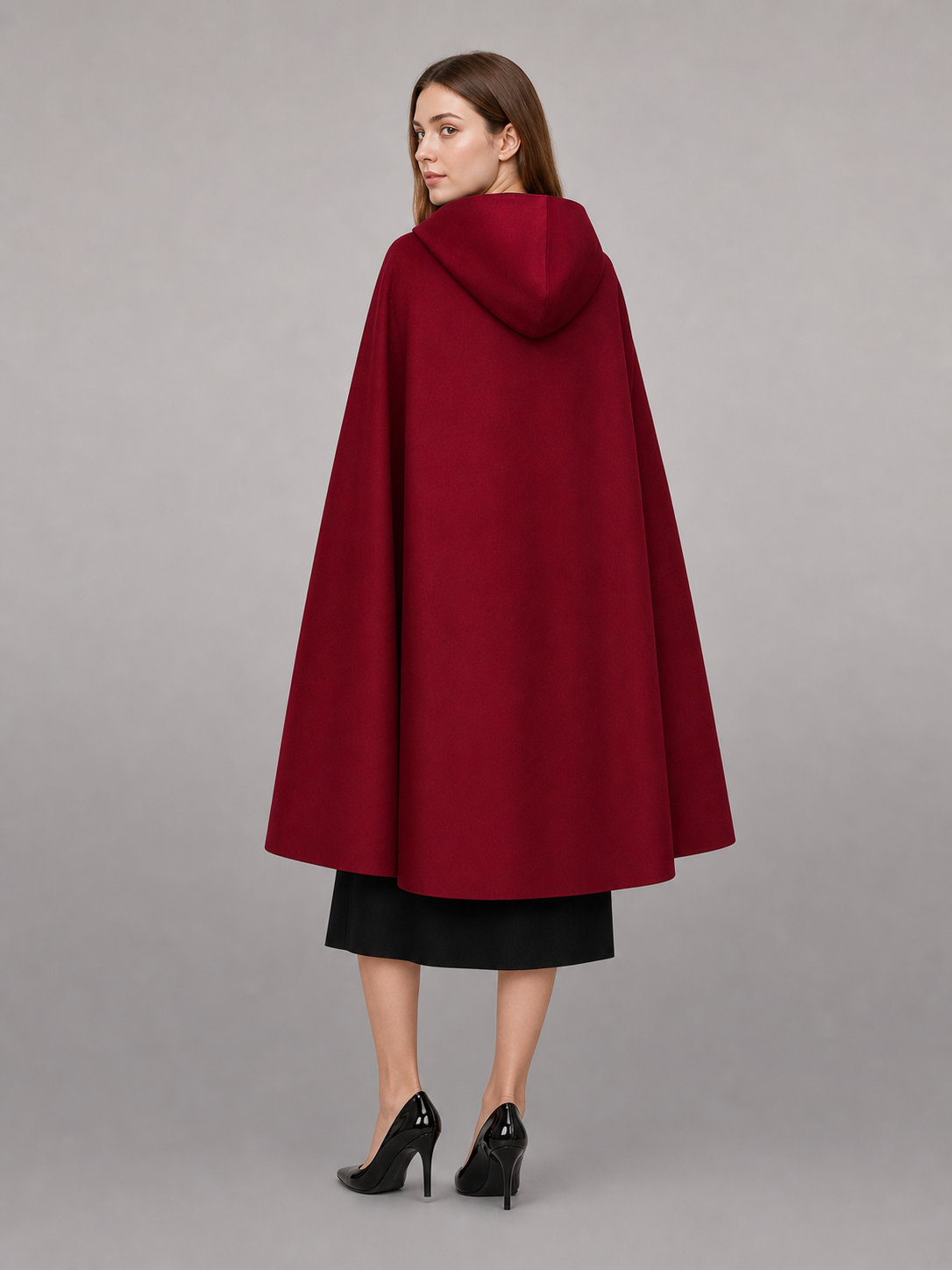 Burgundy Hooded Costume Cloak for Cosplay