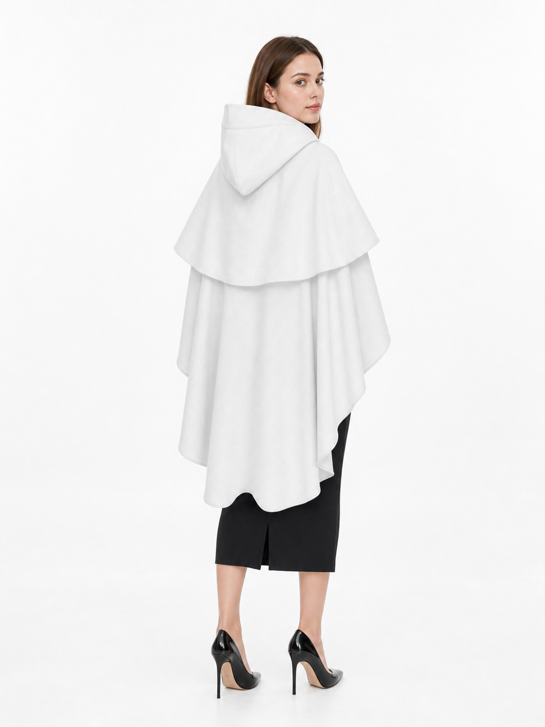 White Medieval Hooded Carnival Cloak
