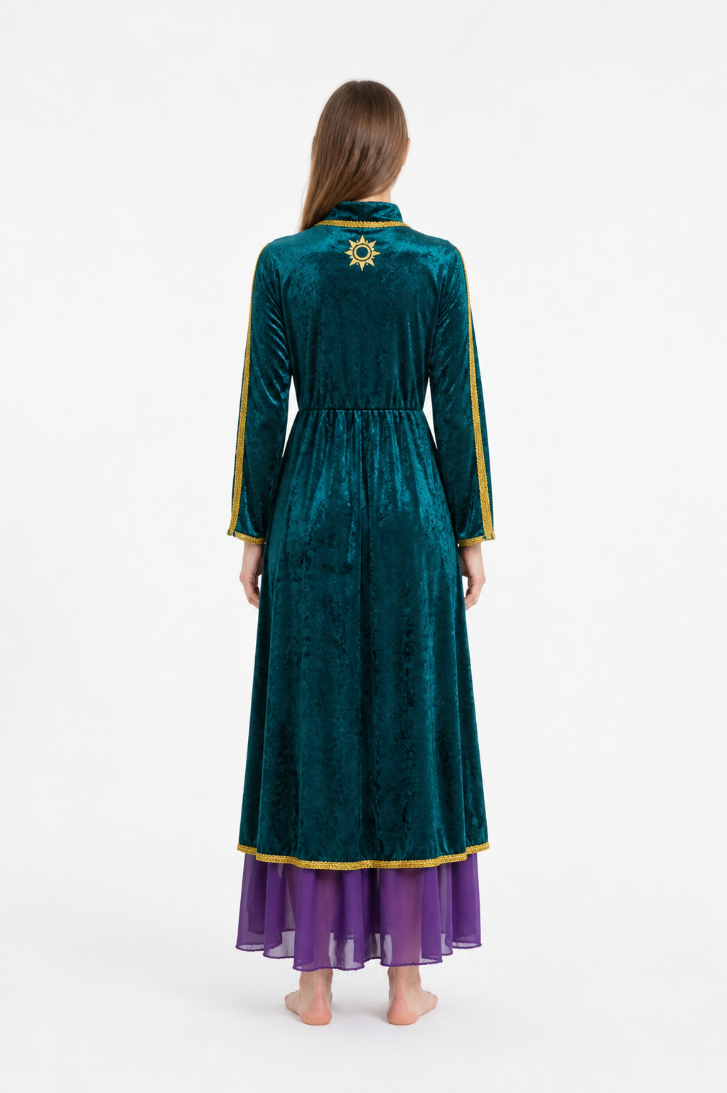 Long-Sleeve Lace-Up Cosplay Dress back view