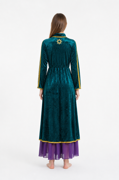 Long-Sleeve Lace-Up Cosplay Dress back view