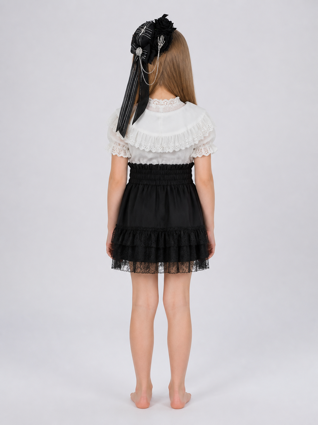 Black Gothic Carnival Headpiece for Halloween back view