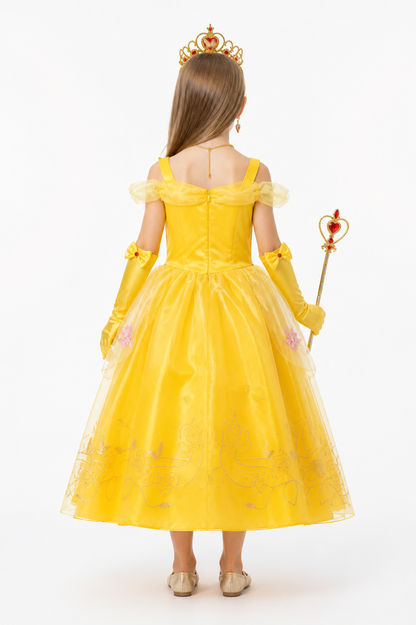 Yellow Carnival Costume with Crown and Accessories back view
