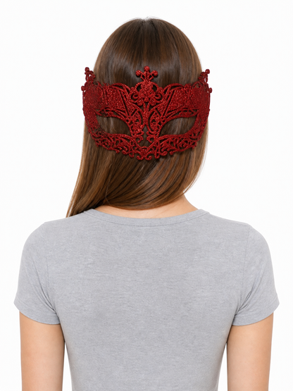 Red Glitter Masquerade Eye Mask