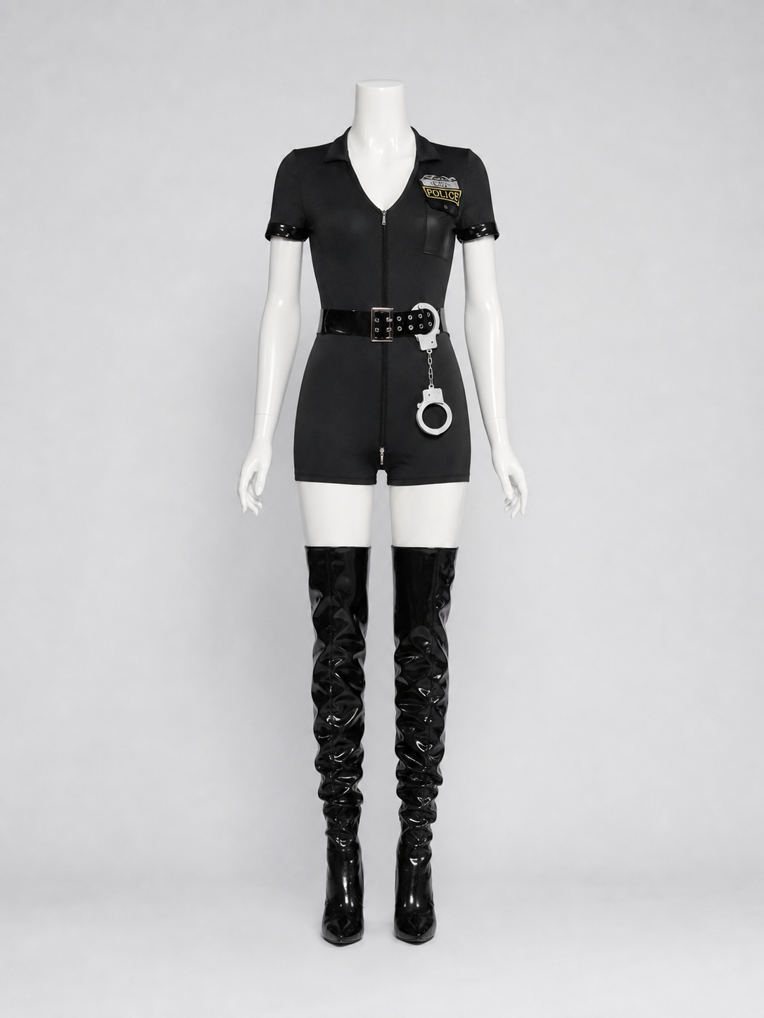 Police costume with belt and “Police” lettering for cosplay