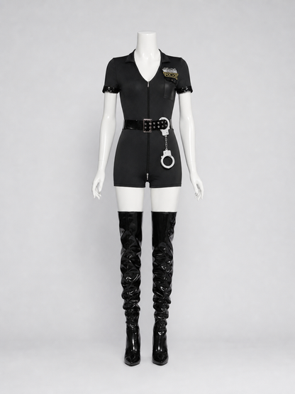 Police costume with belt and “Police” lettering for cosplay