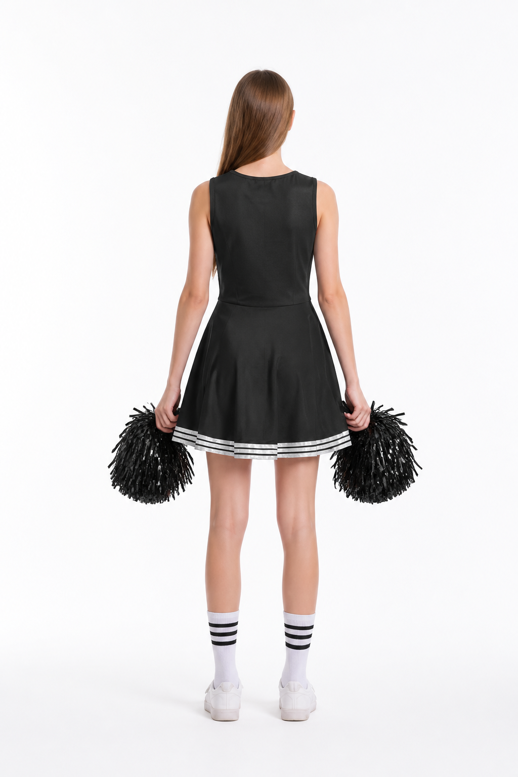 Sleeveless Cheerleading Dress with White Stripes back view