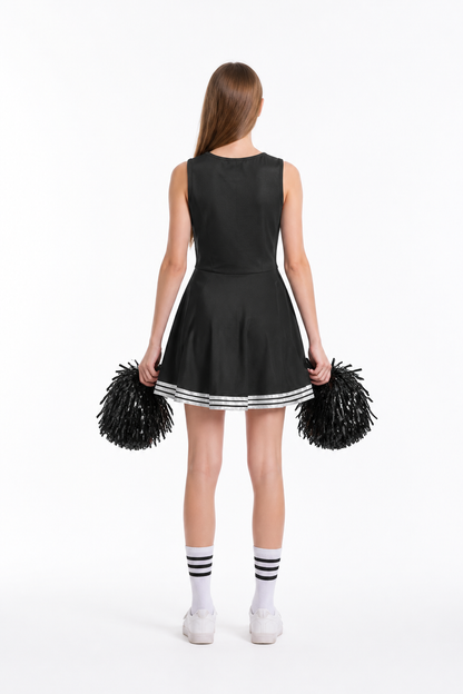 Sleeveless Cheerleading Dress with White Stripes back view