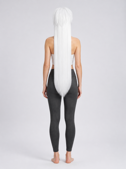 Long White Costume Wig for Halloween and Cosplay back view