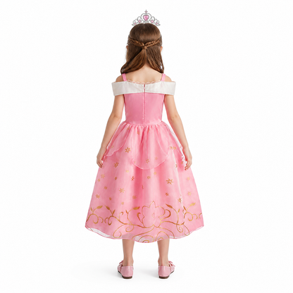 Princess Costume with Crown and Magic Wand back view