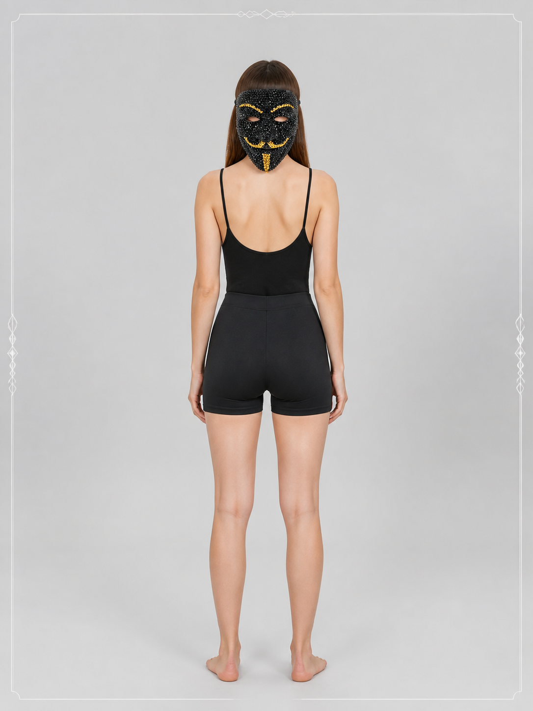 Black and Gold Carnival Mask for Halloween and Cosplay back view