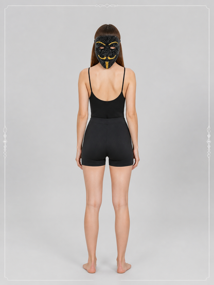 Black and Gold Carnival Mask for Halloween and Cosplay back view