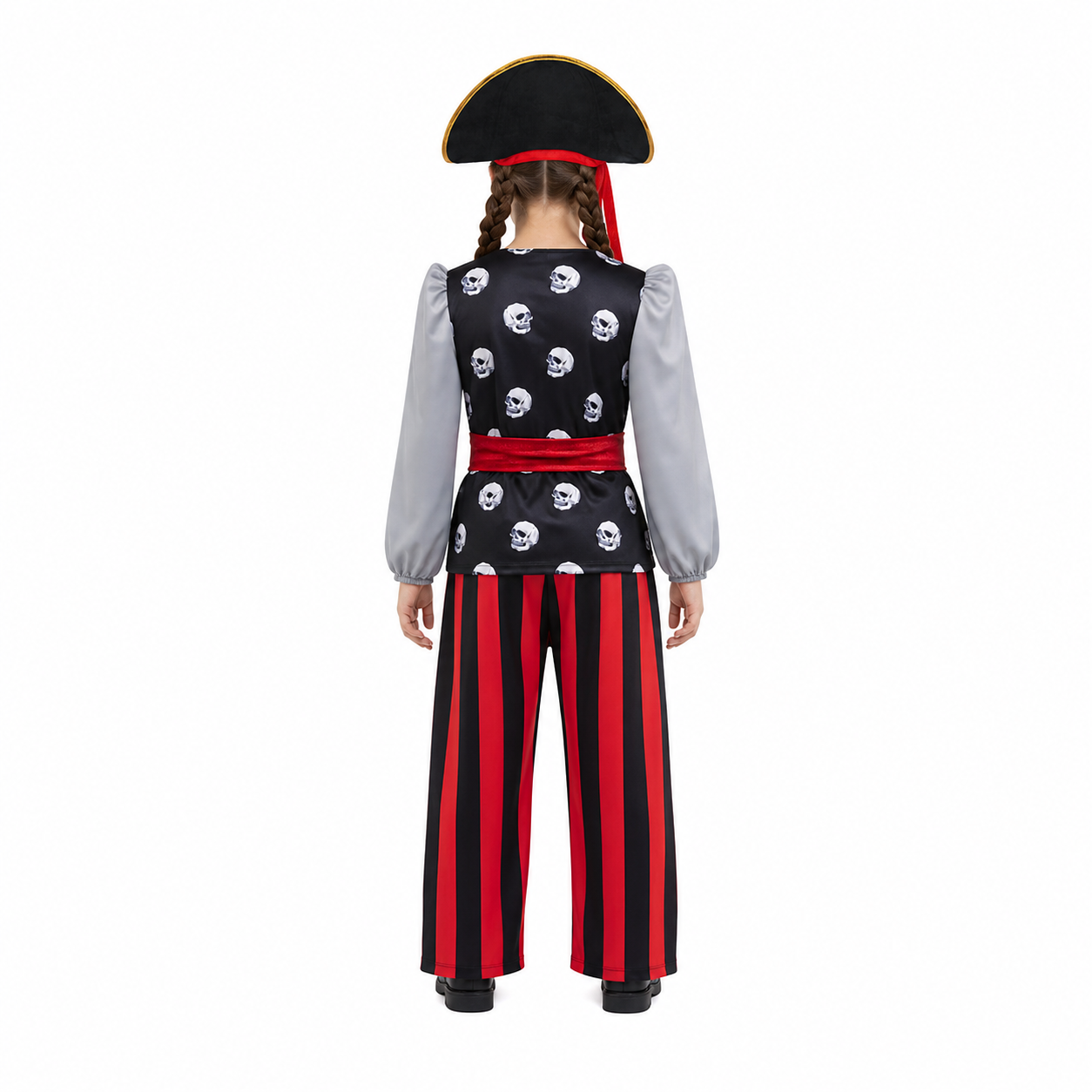 Pirate Costume with Skull Print and Accessories back view