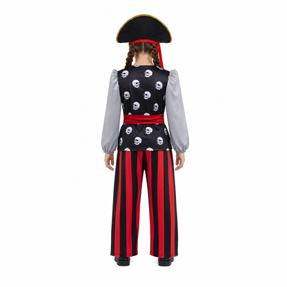 Pirate Costume with Skull Print and Accessories back view