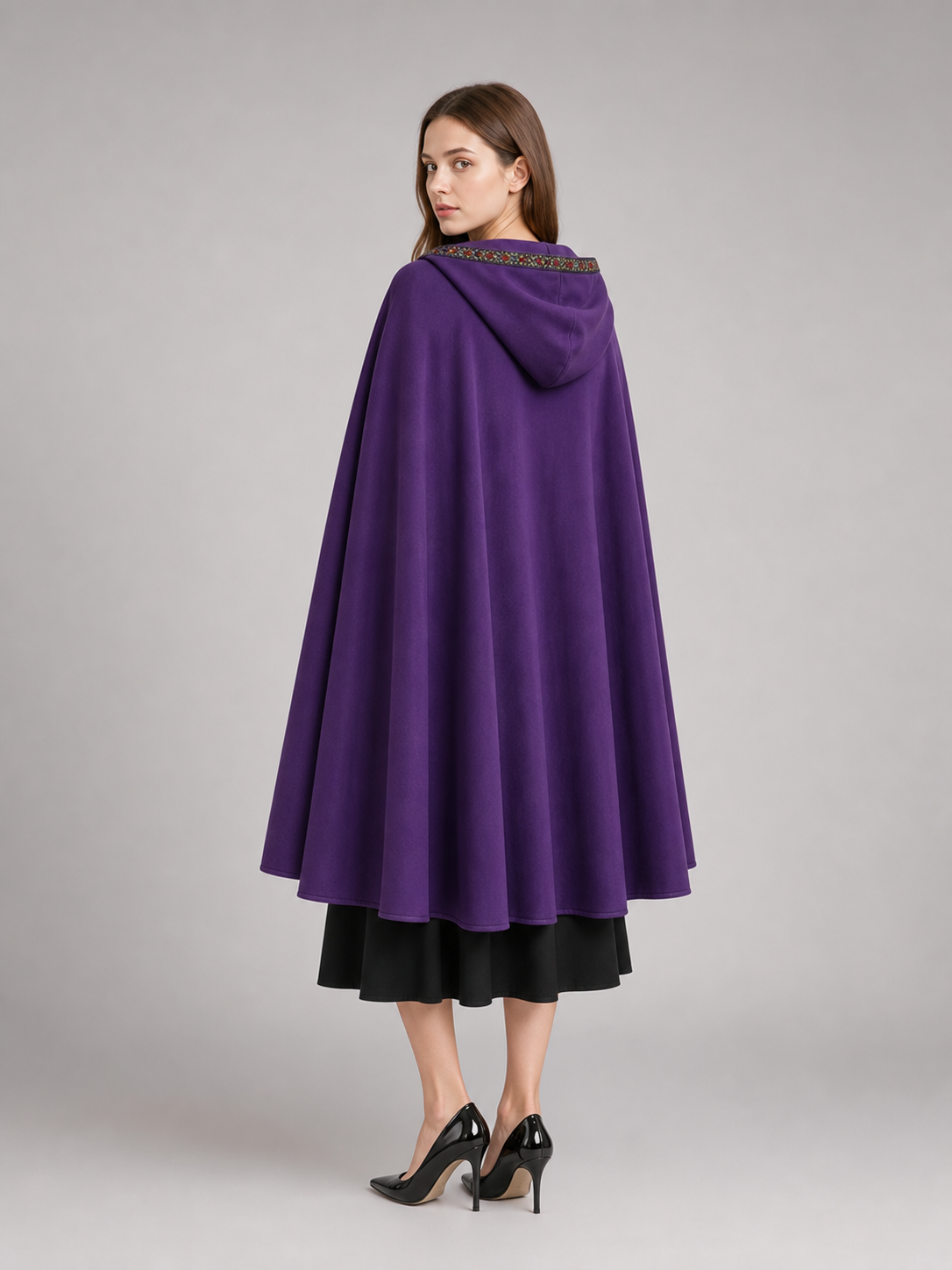 Purple Hooded Velvet Costume Cape product view 43