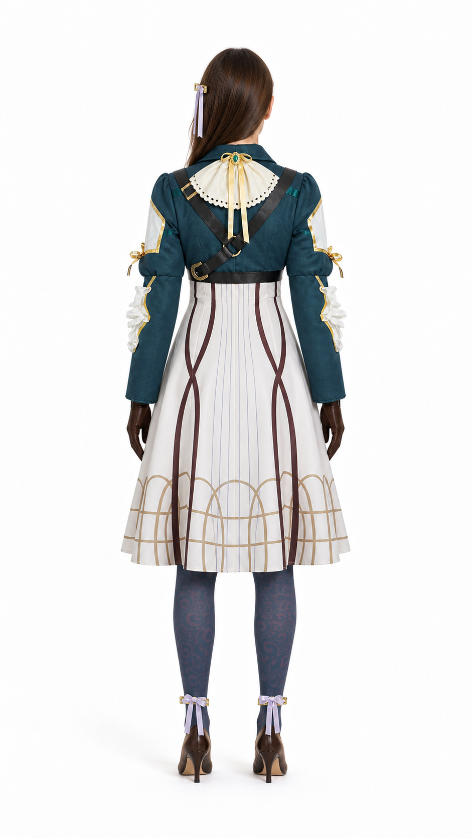 Violet Cosplay Costume Set with Skirt and Jacket back view